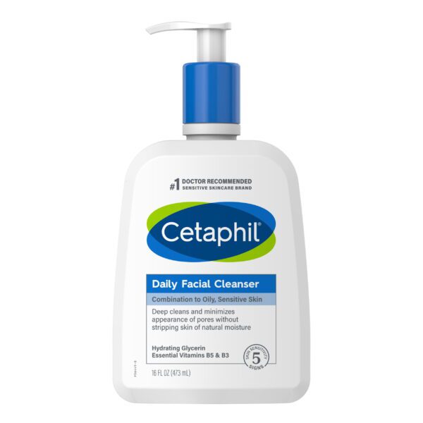 Face Wash by Cetaphil, Daily Facial Cleanser for Sensitive, Combination to Oily Skin 16oz( 473ml)