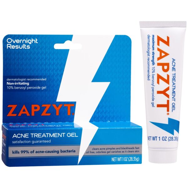 Zapzyt Maximum Strength 10% Benzoyl Peroxide Acne Treatment Gel