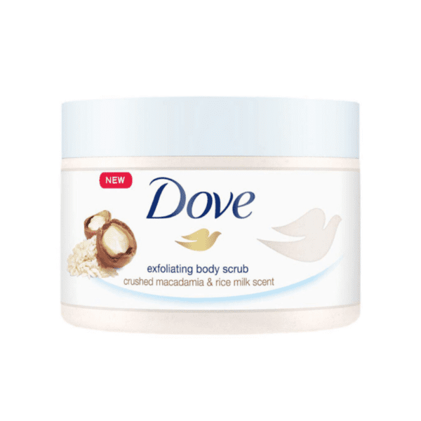 Dove exfoliating body scrub (crushed macadamia and rice milk scent) 225ml