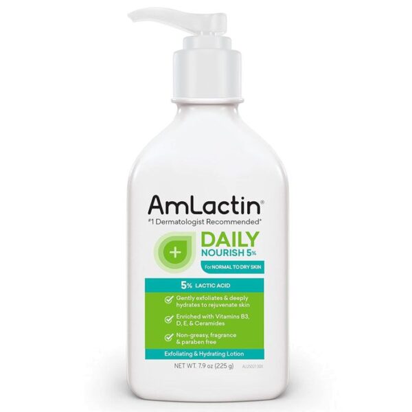 Amlactin Daily Nourish 5% Exfoliating & Hydrating Lotion - 5% Lactic Acid - 225g (7.9oz)
