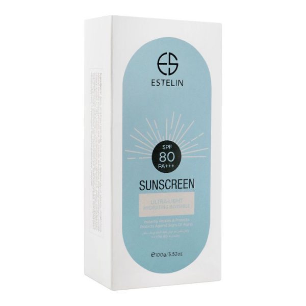 Estelin Ultra Light Hydrating Invisible Sunscreen SPF 80 Pa+++- 100g